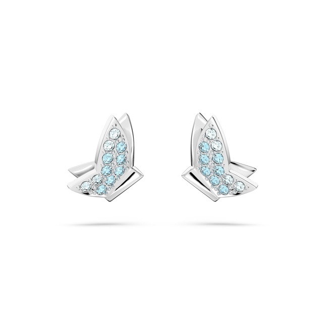 Swarovski Clous d'oreilles Lilia Papillon, Bleues, Métal rhodié - 5662183