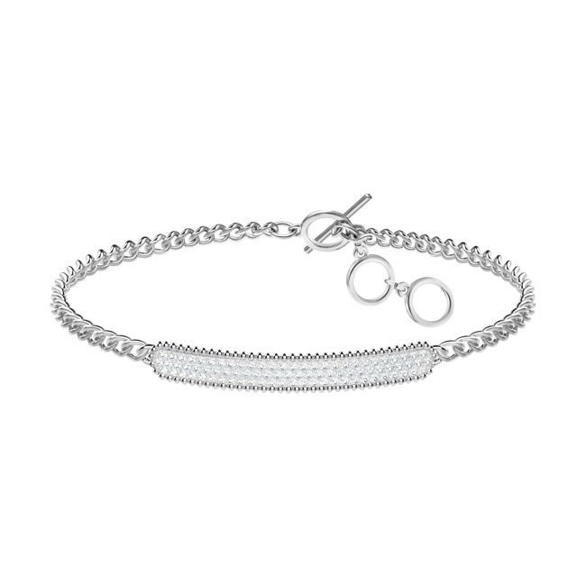 Swarovski Locket Armband, weiss, rhodiniert - 5528194