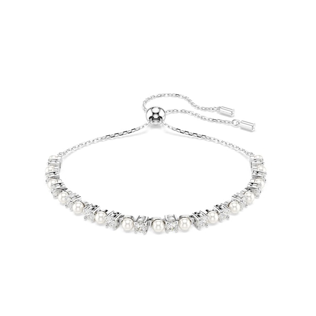 Swarovski Matrix Armband Kristallperle, Rundschliff, Weiss, Rhodiniert - 5689633