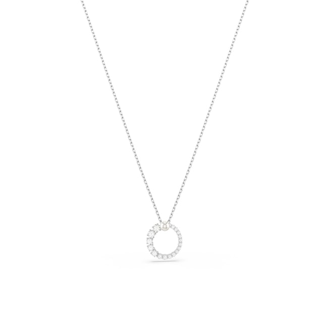 Swarovski Matrix Necklace Crystal pearl, Round cut, White, Rhodium plated - 5688751