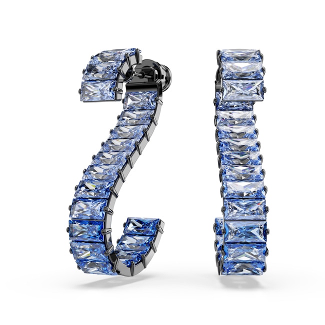 Swarovski Matrix Drop-Ohrhänger Baguette Blau rutheniert - 5705780