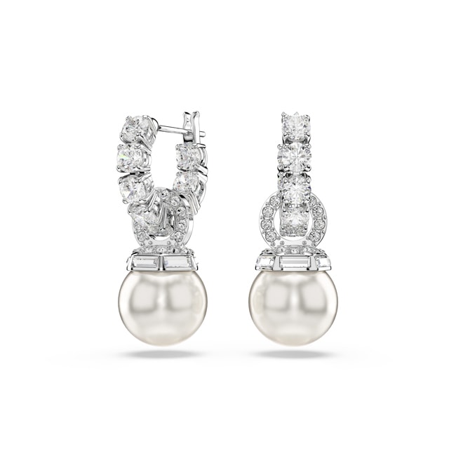 Swarovski Pendants d'oreilles Matrix Crystal Pearls Ronde Blanc Métal rhodié - 5691716