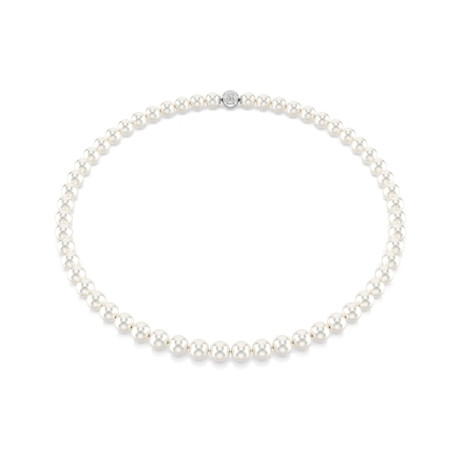 Swarovski Matrix Halskette Kristallperlen Weiss rhodiniert - 5747746