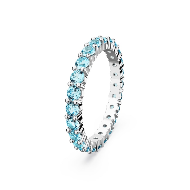 Swarovski Matrix Ring, Round cut, Blue, Rhodium plated - M5658672