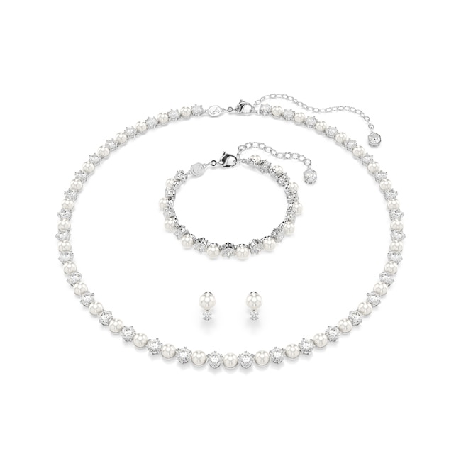 Swarovski Parure Matrix Perles de Cristal Blanc rhodié - 5742040