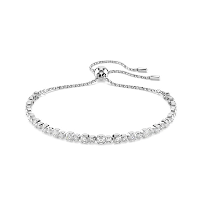 Swarovski Bracelet Tennis Matrix, Diverses tailles rondes, Blanc, Métal rhodié - 5677813
