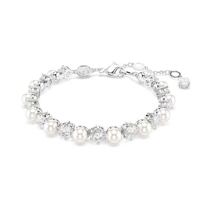 Swarovski Bracelet Tennis Matrix Perles de cristal Ronde Blanc rhodié - 5689625
