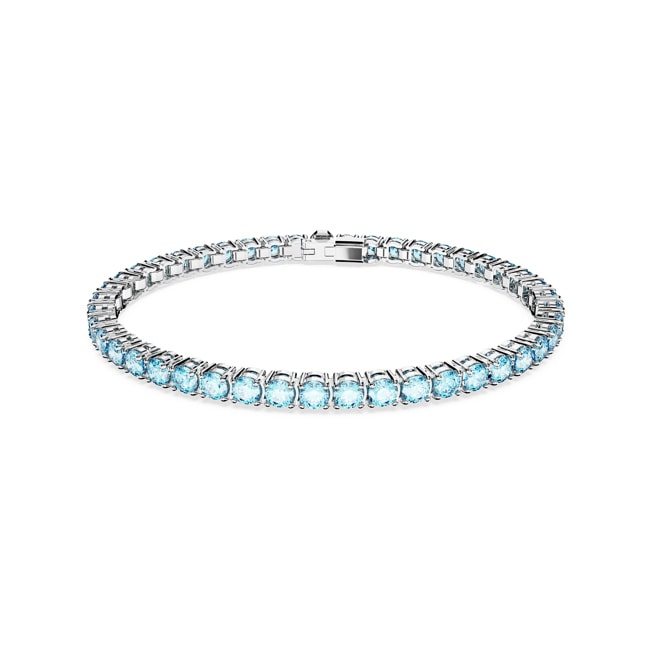 Swarovski Matrix Tennis Bracelet Round cut, Blue, Rhodium plated - 5648929