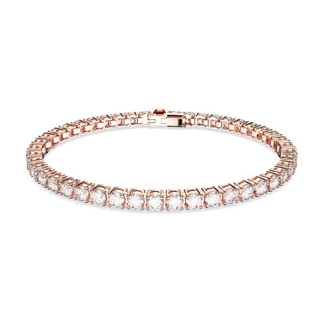 Swarovski Matrix Tennis bracelet Cylindrical grinding, small, white, pink - 5657659