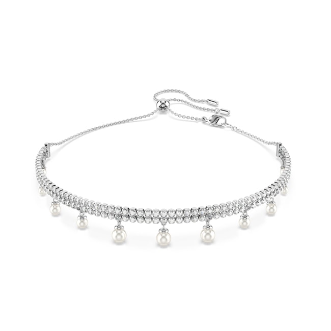 Swarovski Matrix Tennis Choker Crystal pearls Rhodium plated - 5720865