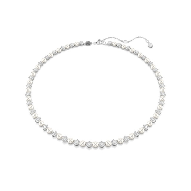 Swarovski Collier Tennis Matrix, Perle de cristal, Taille ronde, Blanc, Métal rhodié - 5689623