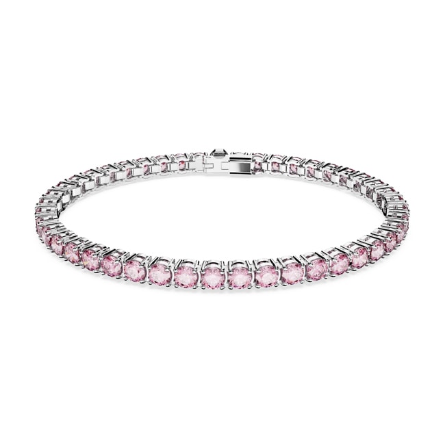 Swarovski Matrix Tennisarmband Rundschliff, Klein, Rosa, Rhodiniert - 5648931