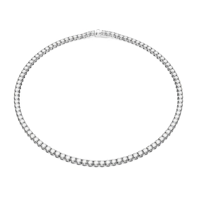 Swarovski Collier Matrix Tennis Coupe ronde, Petit, Blanc, Métal rhodié - 5662140