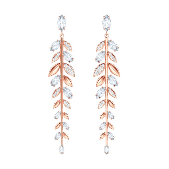 Swarovski Mayfly earrings, white, pink gold plated - 5410410