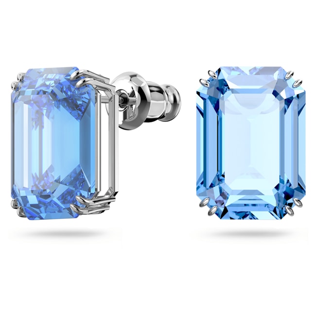 Swarovski Millenia Drop-earrings Octagon cut, blue, rhodium plated - 5614935 