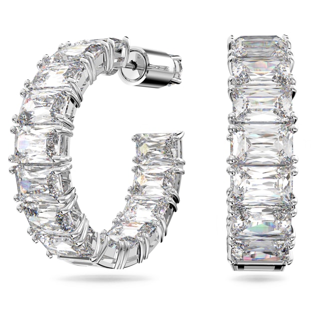 Swarovski Créoles Millenia Taille octogonale, Blanches, Métal rhodié - 5612673 