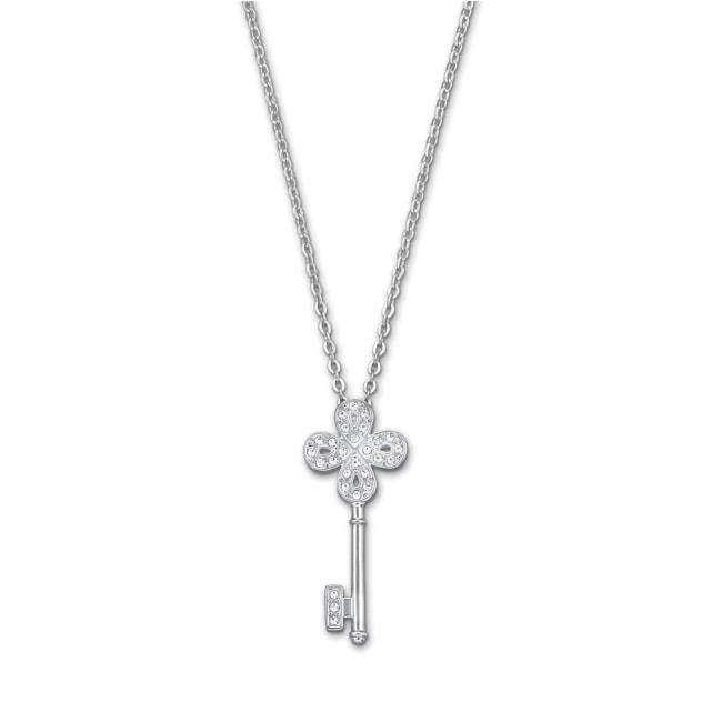 Swarovski Noble Key necklace, white, rhodium plated - 5535524