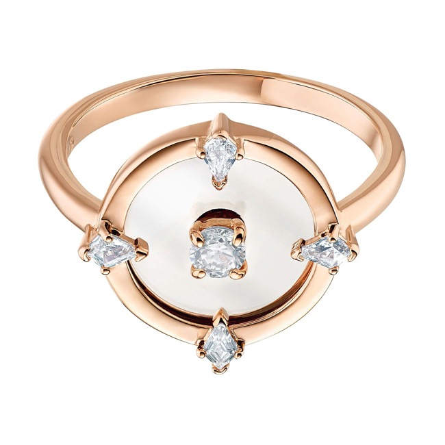 Swarovski North ring, white, pink gold plated - M5515025