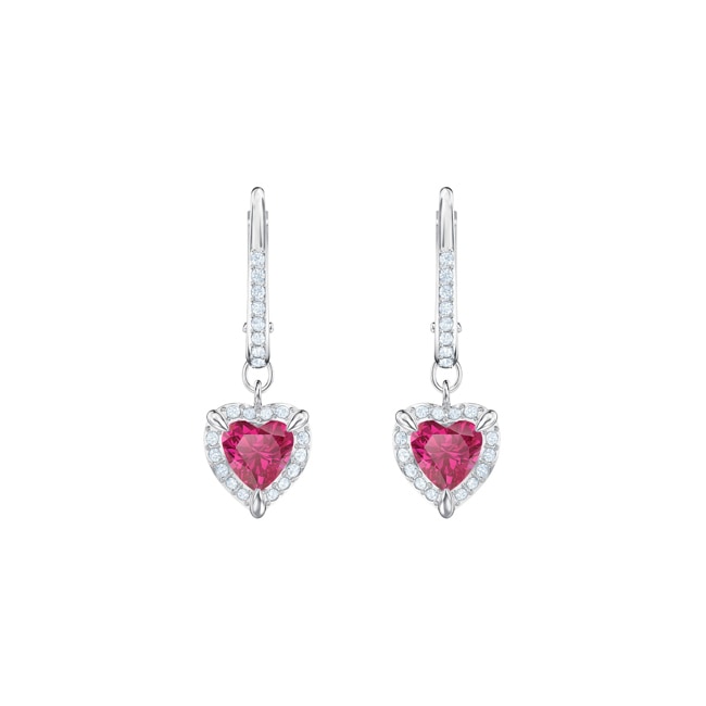 Swarovski One earrings, red, rhodium plated - 5456979