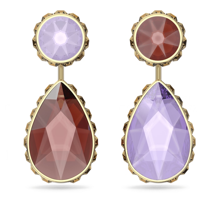 Swarovski Orbita Drop-earrings Asymmetrisch, Drop cut, Multicoloured, Gold-tone plated - 5600523 
