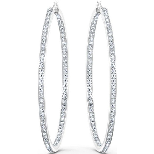 Swarovski Rare Creoles, white, rhodium plated - 5555724