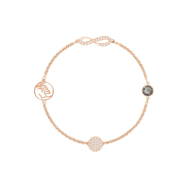 Swarovski Remix Collection Infinity bracelet, black, pink gold plated - M5421441