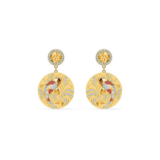 Swarovski Shine Fish earrings, red, gold plated - 5524196