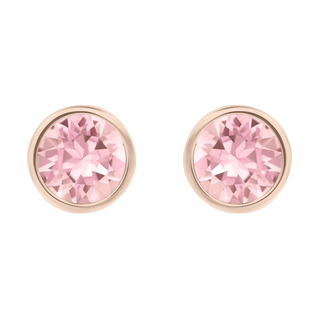 Swarovski Solitaire earring, pink, pink gold plated - 5101339