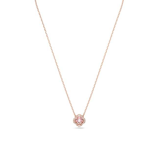 Swarovski Sparkling Dance Clover Halskette, rosa, rosé vergoldet - 5514488