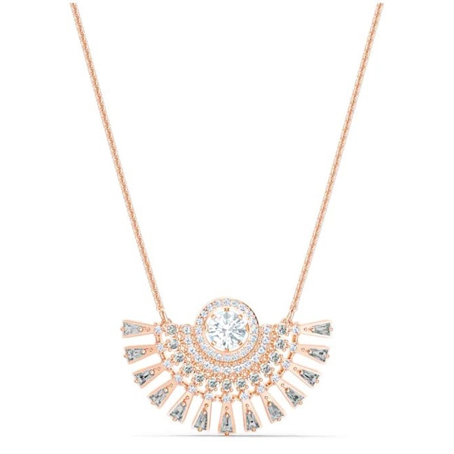 Swarovski Sparkling Dance Dial Up necklace, grey, pink gold plated - 5578116