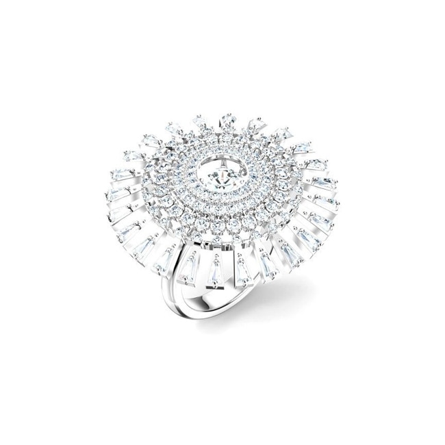 Swarovski Sparkling Dance Dial Up ring, white, rhodium plated - M5564427