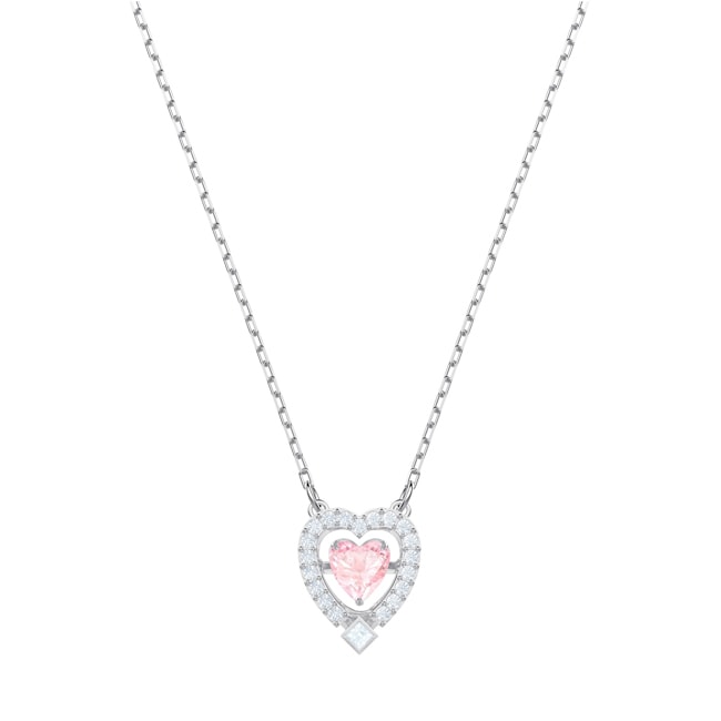 Swarovski Sparkling Dance Heart necklace, pink, rhodium plated - 5465284