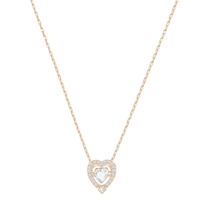 Swarovski Sparkling Dance Heart necklace, white, pink gold plated - 5284188