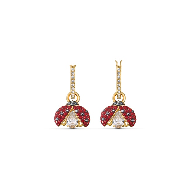 Swarovski Sparkling Dance Ladybug Creoles, red, gold plated - 5537490
