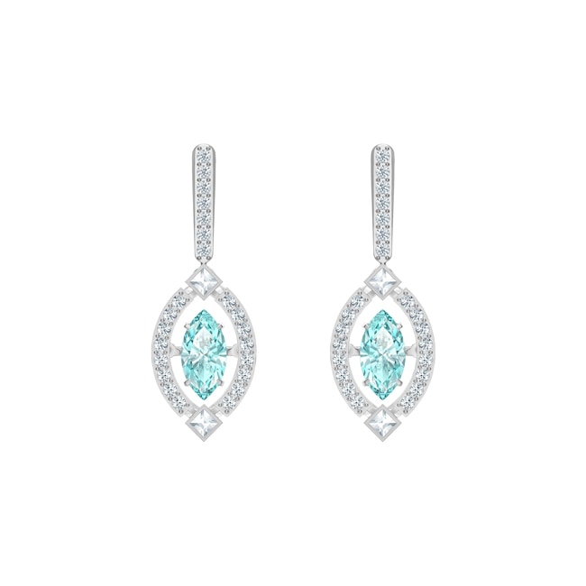 Swarovski Boucles d'oreilles Sparkling Dance, bleu, métal rhodié - 5485723