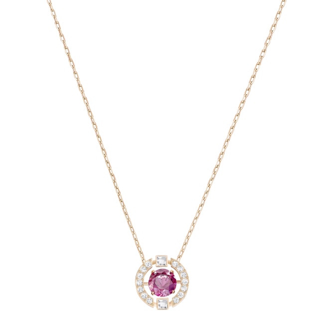 Swarovski Sparkling Dance Round necklace, red, pink gold plated - 5279421