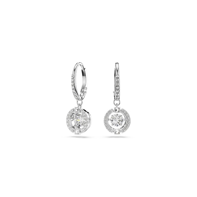 Swarovski Sparkling Dance Round Ohrringe, weiss, rhodiniert - 5504652