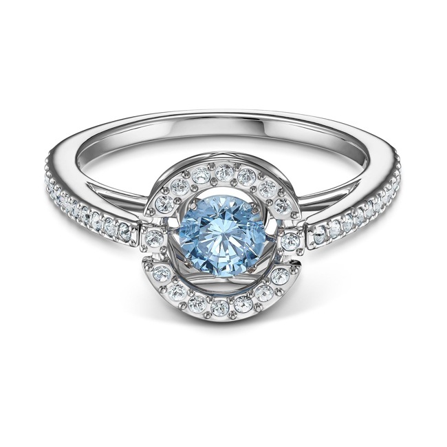 Swarovski Sparkling Dance Round ring, turquoise, rhodium plated - M5537793