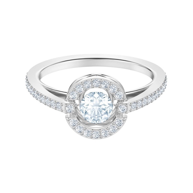 Swarovski Sparkling Dance Round Ring, weiss, rhodiniert - M5482516