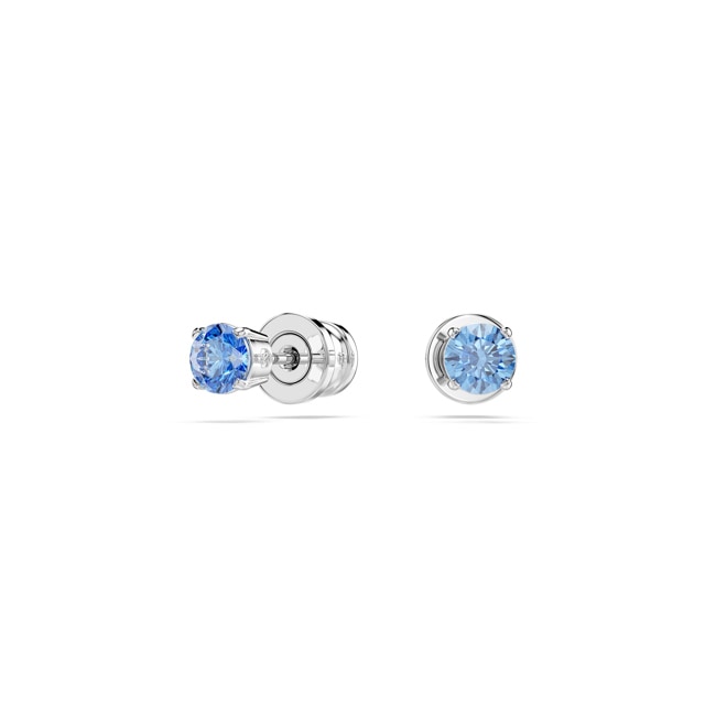 Swarovski Clous d'oreilles Stilla Ronde Bleu rhodié - 5734250