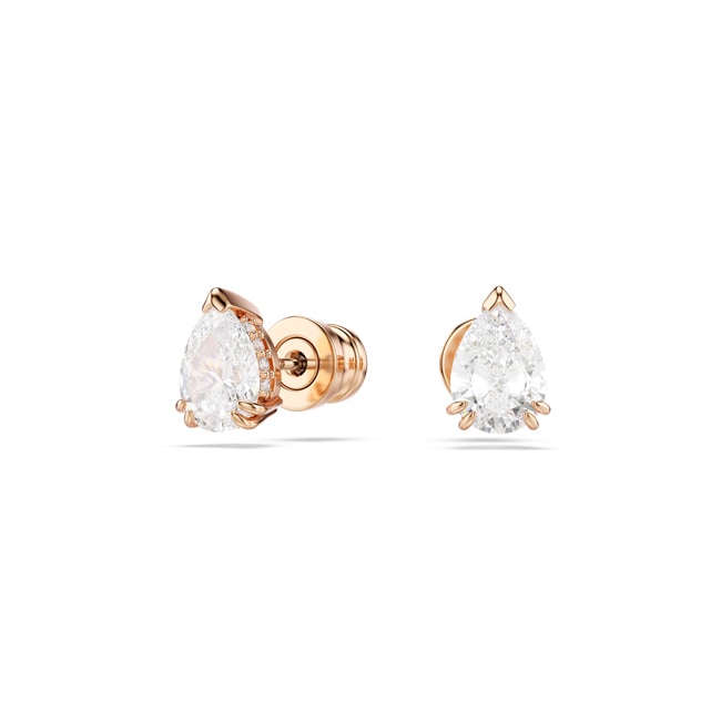 Swarovski Stilla Stud Earrings Pear White rose gold-plated - 5734248