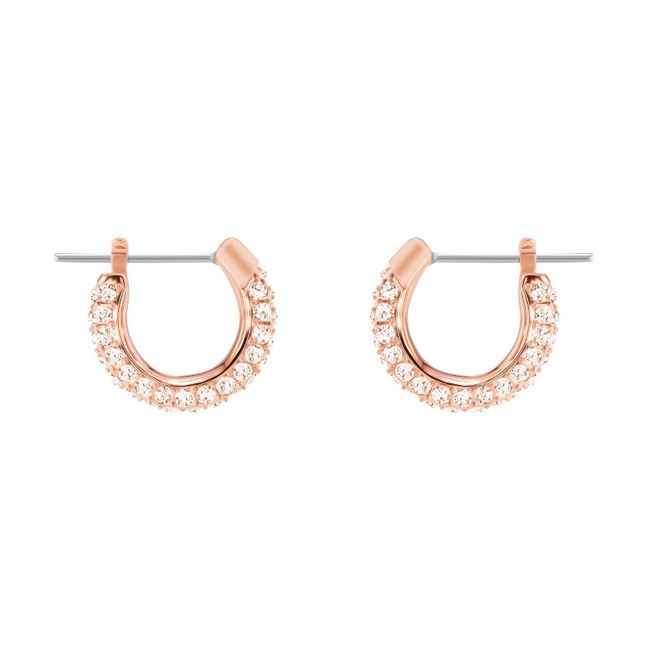 Swarovski Stone Creoles, pink gold plated Swarovski Stone Creoles, pink gold plated - 5446008