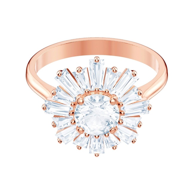 Swarovski Sunshine ring, white, pink gold plated - M5474917