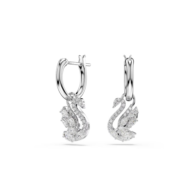 Swarovski Swan Drop Earrings White Rhodium plated - 5759942