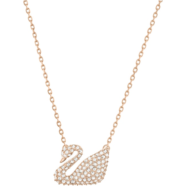 Swarovski Swan necklace, white, pink gold plated - 5121597