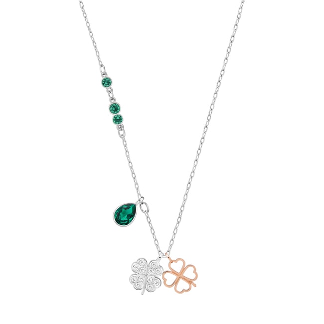 Swarovski Collier Symbolic Clover, vert, finition mix de métal  - 5535554