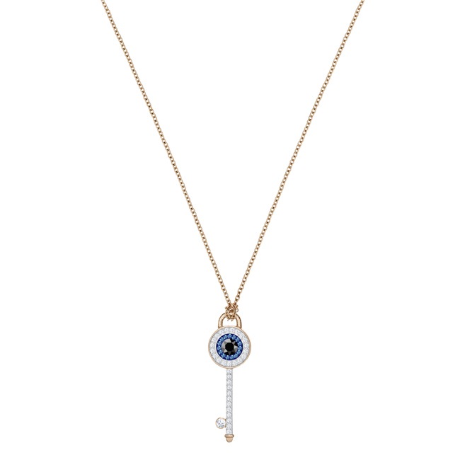 Swarovski Symbolic Evil Eye necklace, Multicoloured, pink gold plated - 5437517