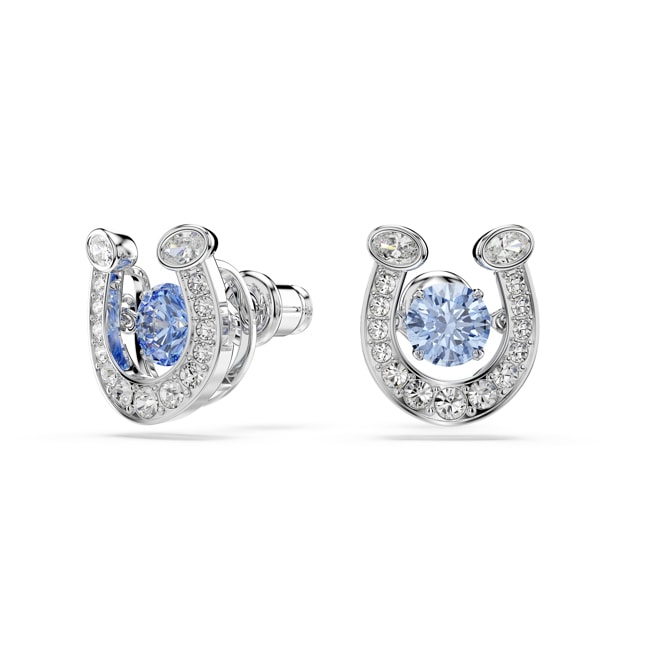 Swarovski Symbolica Stud Earrings Horse Shoe Blue Rhodium plated - 5746563