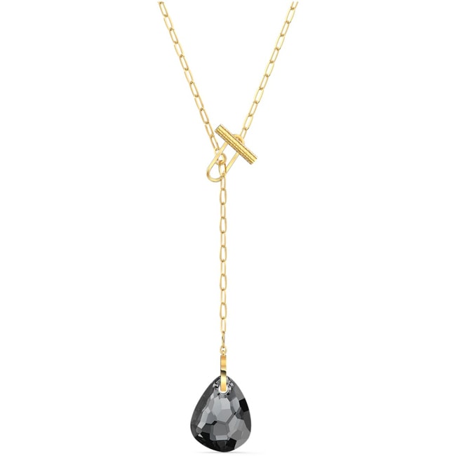 Swarovski T Bar Y-necklace, grey, gold plated - 5565997