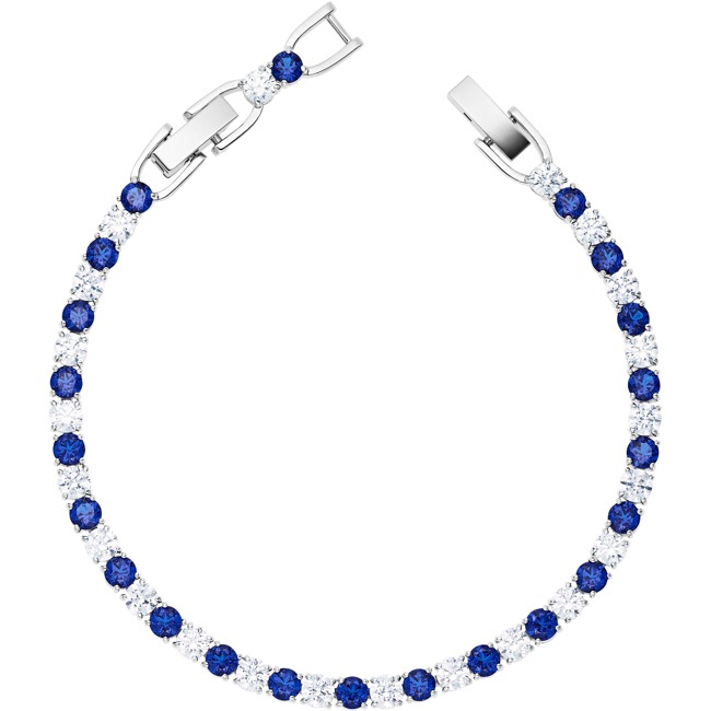 Swarovski Tennis Deluxe Armband, blau, rhodiniert